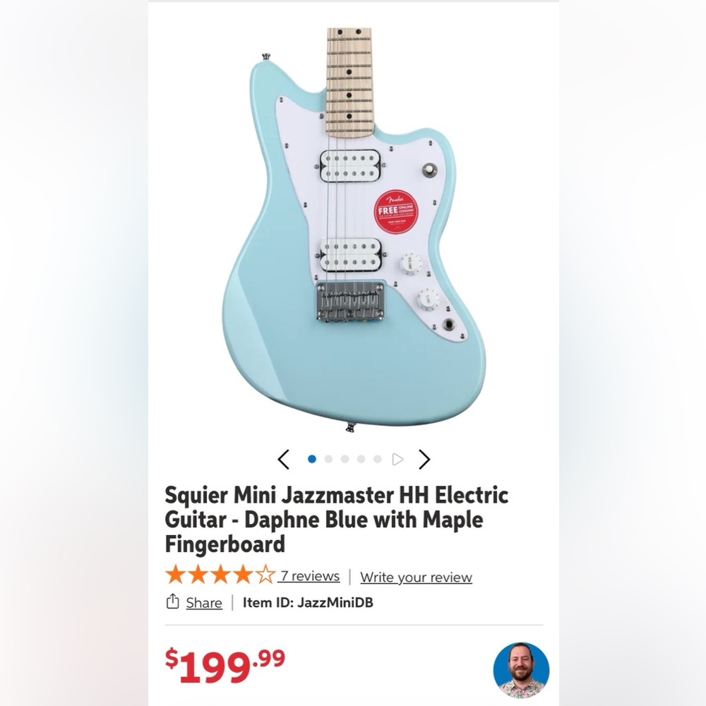 Fender Squier Mini Jazzmaster HH Electric Guitar - Blue